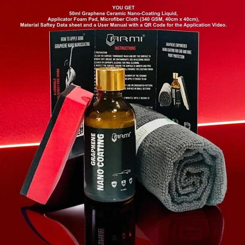 ARMI Graphene Ceramic Coating For Cars Paint Protection (50 Ml) - Graphene And Sio2 Infused - Graphene Ceramic Coating With 3 Years Durability [professional or DIY], Black - Image 4