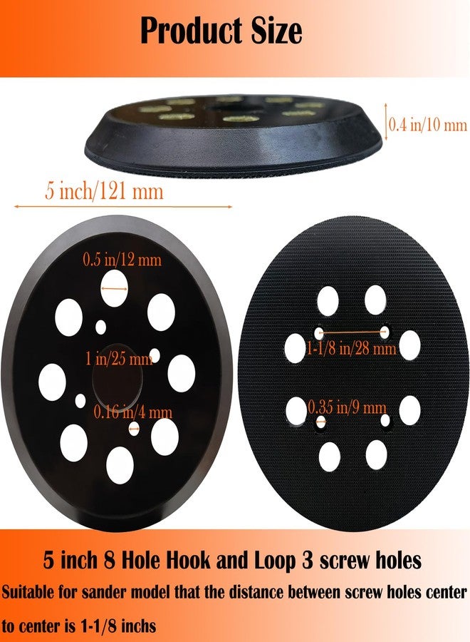 Tockrop 2 Pack 5 Inch 8 Hole Hook and Loop Replacement Sander Pad for Ridgid R2501 R2600 R2601 R2611 R8606 Random Orbit Sander. 5" Replacement Hook and Loop Backing Pad Parts # 300527002 - Image 3