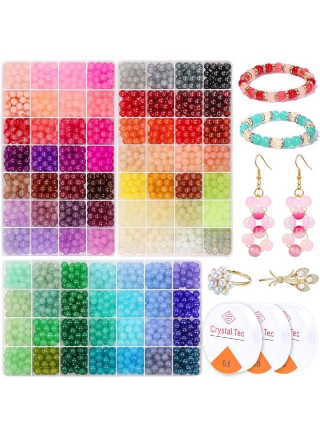 shynek 2100 Pieces 8mm Round Glass Beads for Bracelets, 84 Colors Crystal Glass Beads for Jewelry Making and DIY Crafts - Image 1
