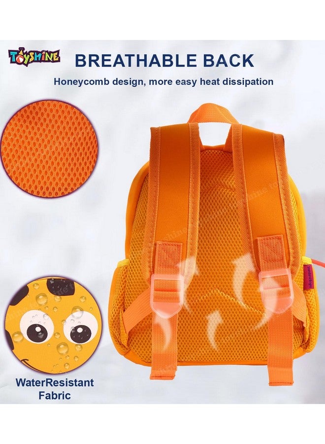 Toyshine Toyshine 12" Cute Hippo Face Backpack For Kids Girls Boys Toddler Backpack Preschool Nursery Travel Bag - Mini Size - Musturd,Orange - Image 4
