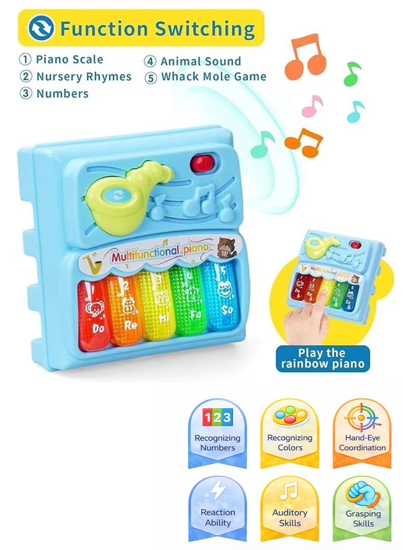 Oobidoo 4-in-1 Kids Musical Educational Activity Tower Toy with Detachable Light Up Piano Sliding Ball Track Rolling Rattle Disc Shape Sorter Multi Mode Learning Numbers 1 to 5 Animal Sounds Names Interactive Light Up Game Toddler Early Development Toy Hand Eye Coordination Sensory Motor Skills ABS Safe Non Toxic Gift for Boys and Girls 18 Months+ - Image 3