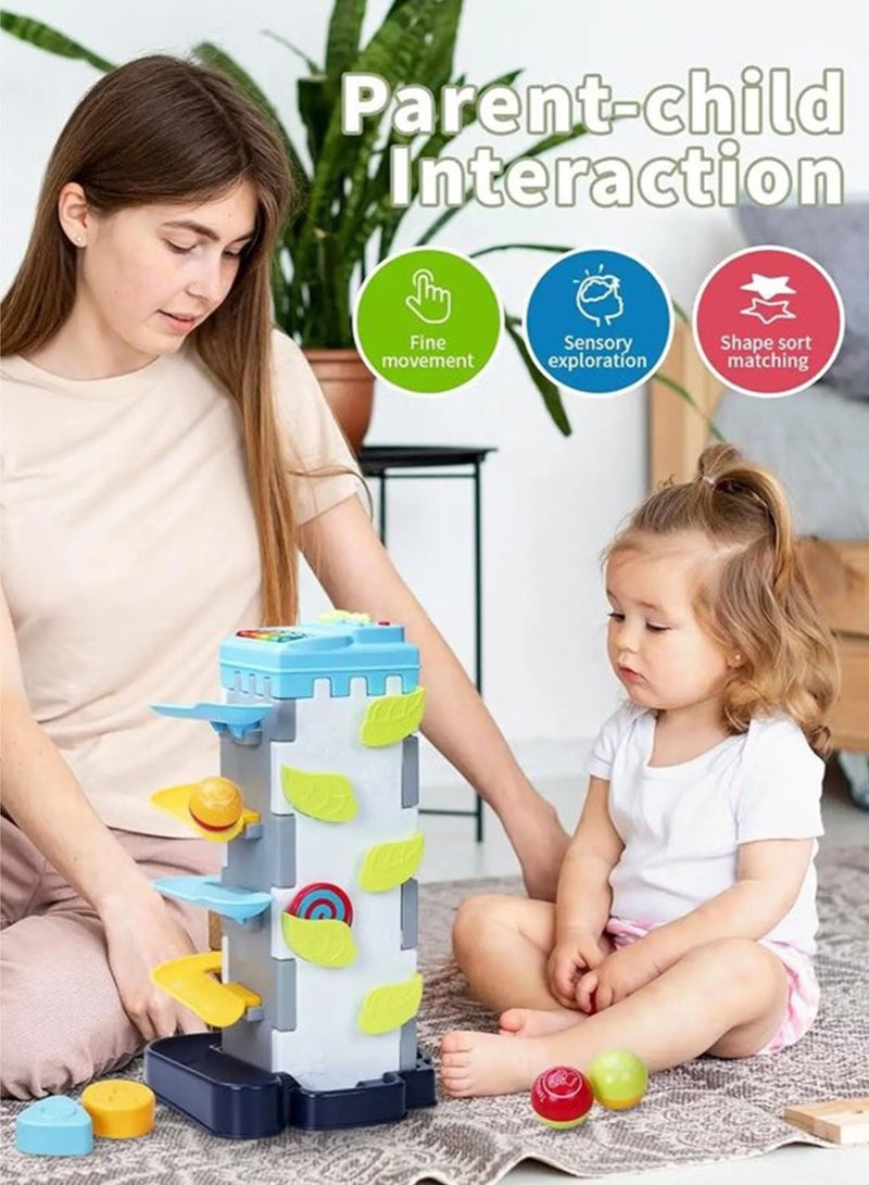 Oobidoo 4-in-1 Kids Musical Educational Activity Tower Toy with Detachable Light Up Piano Sliding Ball Track Rolling Rattle Disc Shape Sorter Multi Mode Learning Numbers 1 to 5 Animal Sounds Names Interactive Light Up Game Toddler Early Development Toy Hand Eye Coordination Sensory Motor Skills ABS Safe Non Toxic Gift for Boys and Girls 18 Months+ - Image 5
