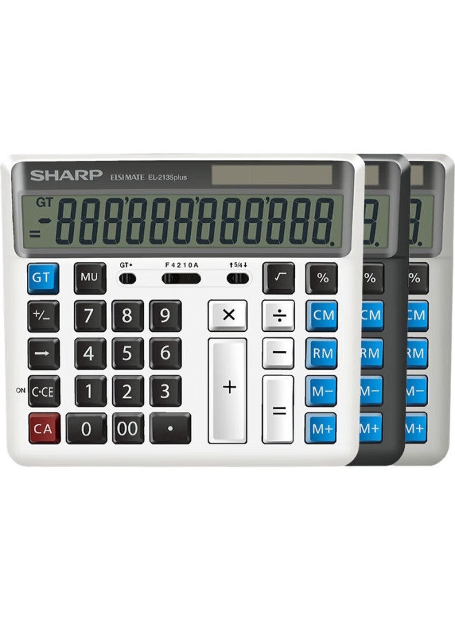SHARP آلة حاسبة مالية سريعة شارب El-2135 بلس سوداء، شاشة كبيرة، طاقة مزدوجة شمسية وبطارية، مستلزمات مكتبية، نسخة مطورة من 2135 طاقة مزدوجة - Image 3