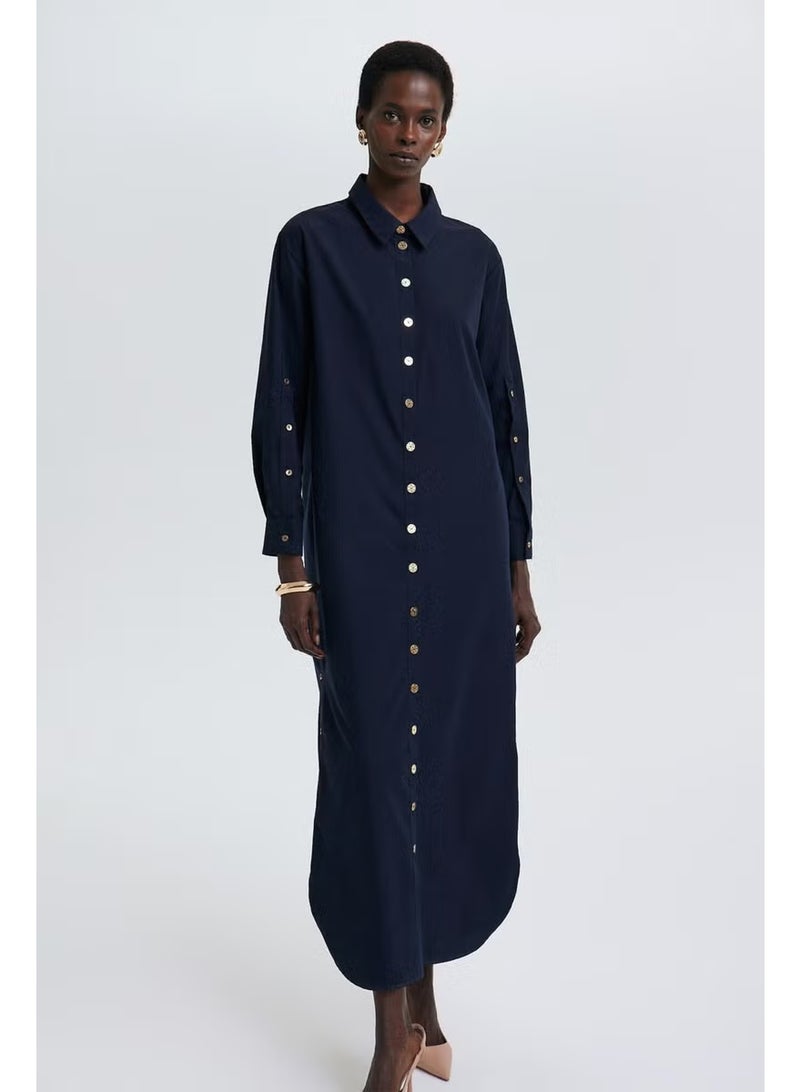 Touche Poplin Dress with Button Detail - Image 2