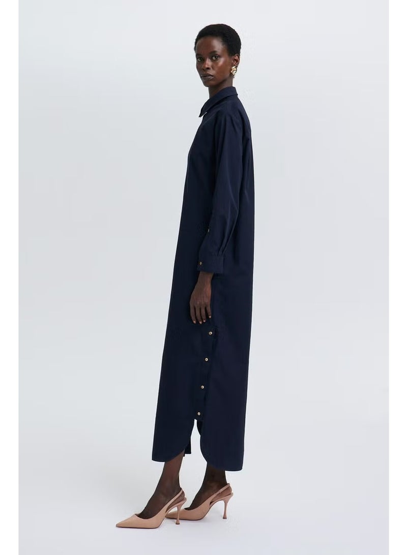 Touche Poplin Dress with Button Detail - Image 3