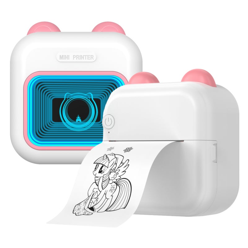 Mini Pocket Thermal Instant Photo Printer 7-Color LED Light Label Maker Machine BT Wireless Connect Compatible with Android or iOS APP Support Receipt Label Memo Sticker Notes Lists Scrapbook DIY - Image 2
