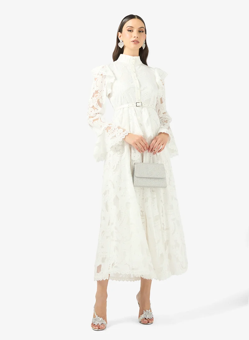 Khizana Peplum Waist Lace Dress
