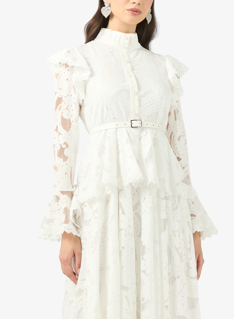 Khizana Peplum Waist Lace Dress