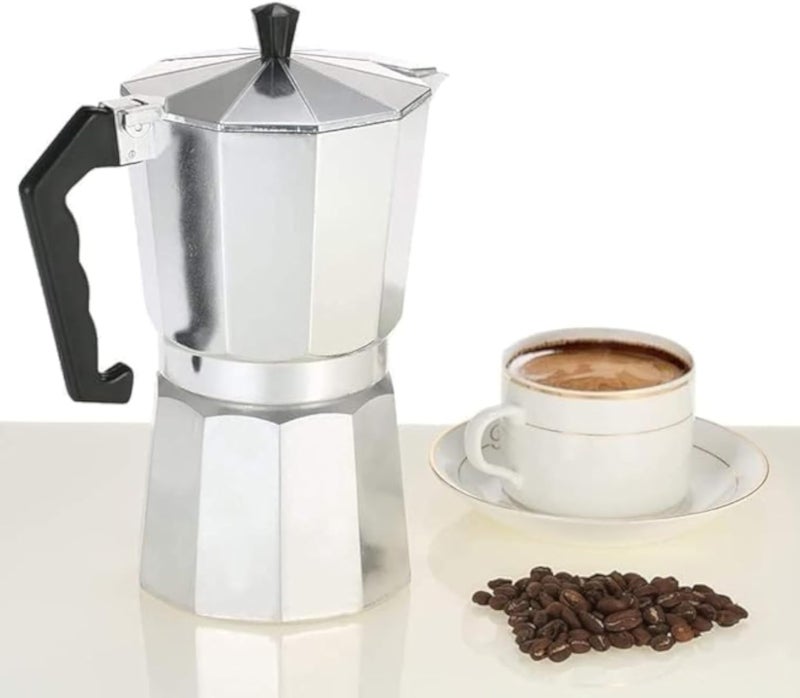 maky store 3 Cup Aluminum Moka Pot Percolator Stovetop Espresso Maker Percolator Silver