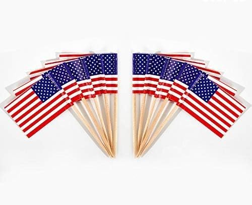 JAVD CYPS 100 Pcs USA American Flag US Toothpick Flags, Small Mini Stick Cupcake Toppers US Flags,4th of July,Veterans Day,Country Picks Party Decoration Celebration Cocktail Food Bar Cake Flags - Image 2