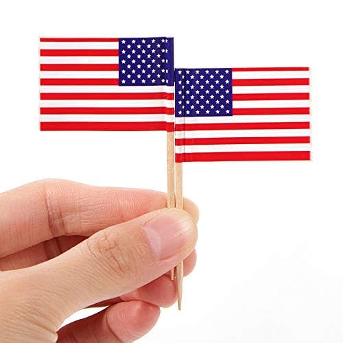 JAVD CYPS 100 Pcs USA American Flag US Toothpick Flags, Small Mini Stick Cupcake Toppers US Flags,4th of July,Veterans Day,Country Picks Party Decoration Celebration Cocktail Food Bar Cake Flags - Image 4
