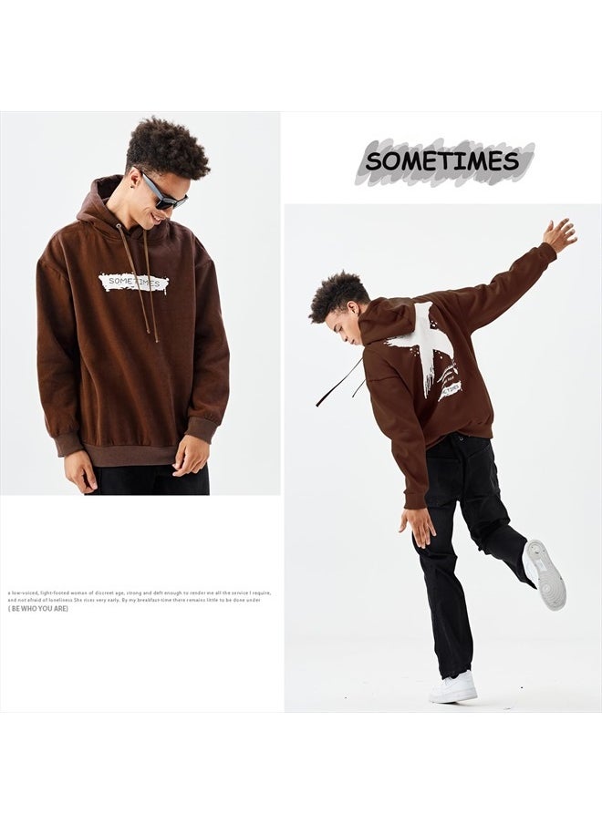 Moshtashio Men's Hoodie Hip Hop Graphic Fleece Hooded Pullover Novelty Long Sleeve Sweatshirt Brown  - Image 4