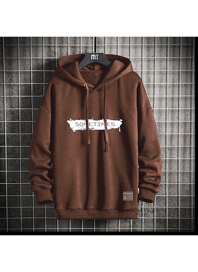 Moshtashio Men's Hoodie Hip Hop Graphic Fleece Hooded Pullover Novelty Long Sleeve Sweatshirt Brown  - Image 2