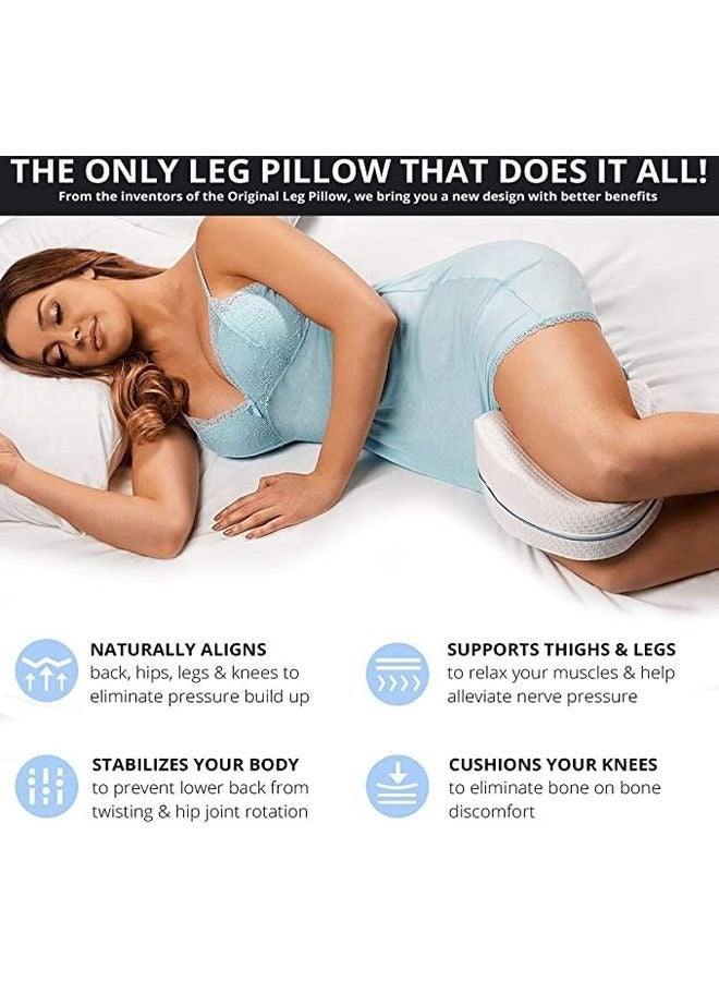 DUNISO Leg pillow，Leg & Knee Foam Support Pillow，Memory Foam Cushion Knee Support Pillows，Soothing Pain Relief for Sciatica, Back, Hips, Knees & Nerve Pressure Relief，Detachable and Washable Pillowcase，White - Image 4