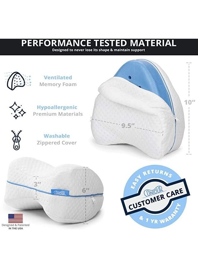 DUNISO Leg pillow，Leg & Knee Foam Support Pillow，Memory Foam Cushion Knee Support Pillows，Soothing Pain Relief for Sciatica, Back, Hips, Knees & Nerve Pressure Relief，Detachable and Washable Pillowcase，White - Image 2