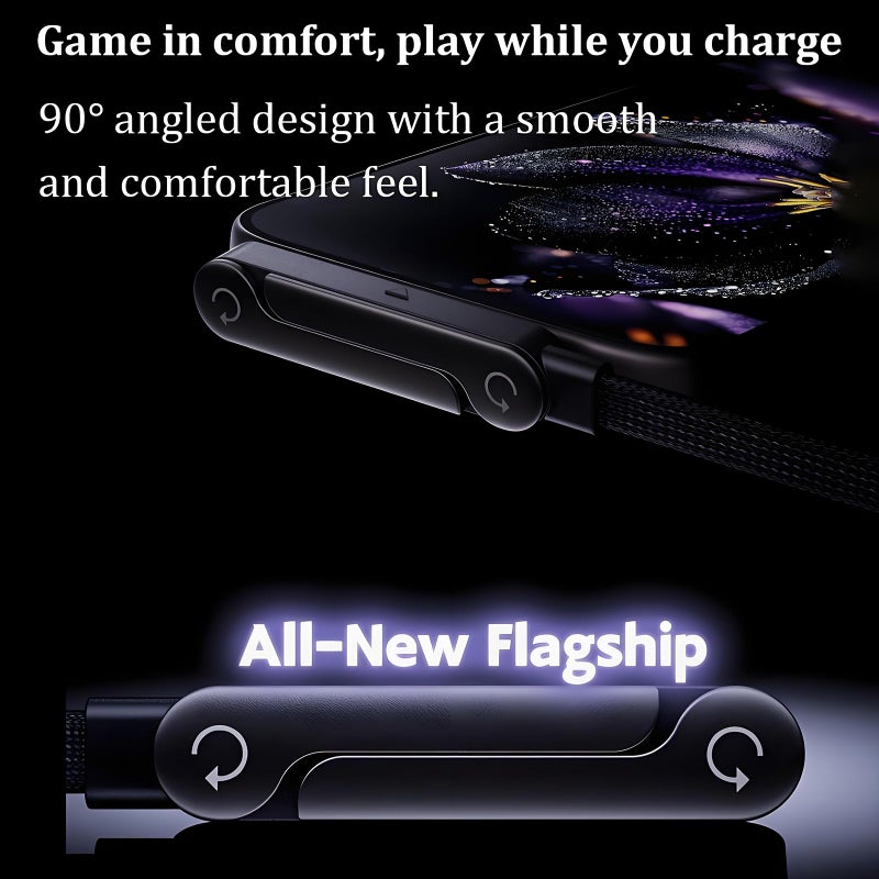 Yaslayp Invisible Holder Charger Cable with Stand,Type-C to Type-C,240W PD Fast Charging Cable with 360Â° Adjustable Metal Stand,2 in 1 Invisible Holder Charger Cable with Stand for Desk, Gaming (2PC) - Image 4