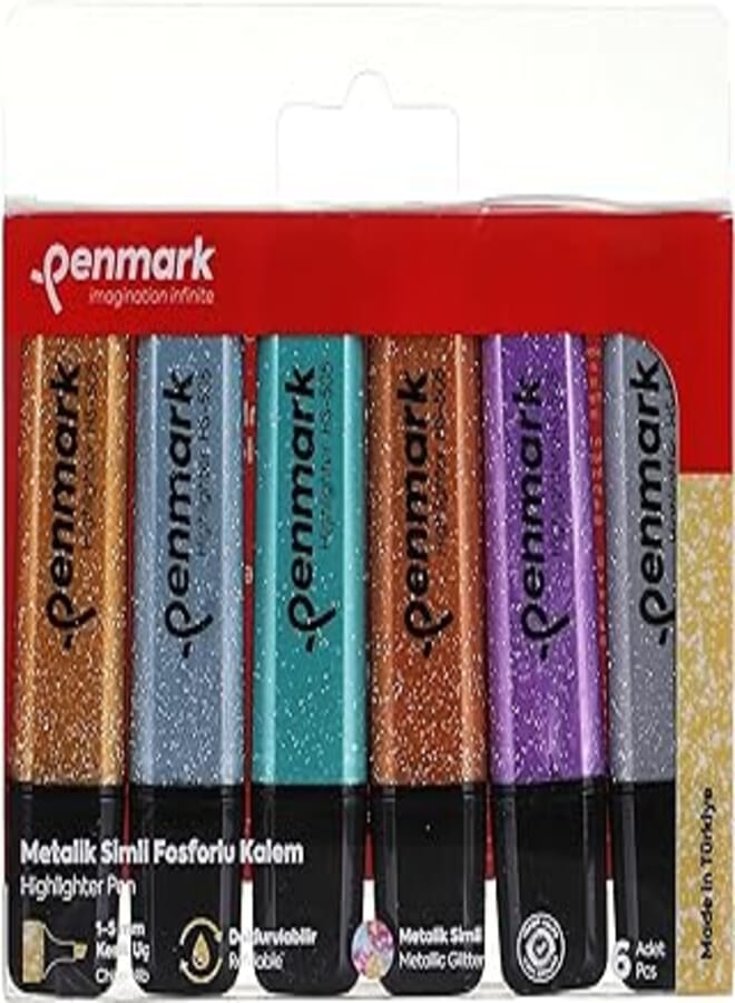 Penmark 505-6s glitter highlighters 6-piece set