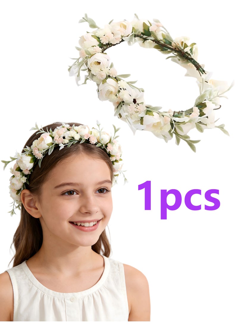 Women Flower Crown Headband Rose Floral Crown Wreath Wedding Bridal Hair Garland Ajustable Flower - Image 1