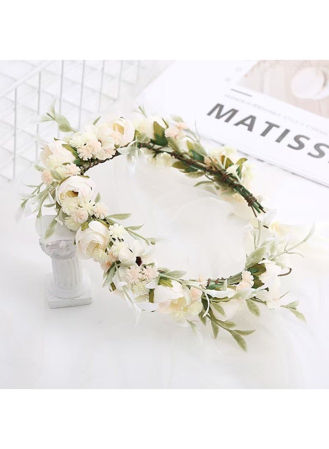 Women Flower Crown Headband Rose Floral Crown Wreath Wedding Bridal Hair Garland Ajustable Flower - Image 2