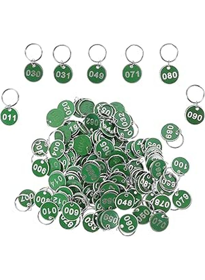 100pcs Green Aluminum Numbered Key Tags With Rings Sauna Locker Storage - Image 1
