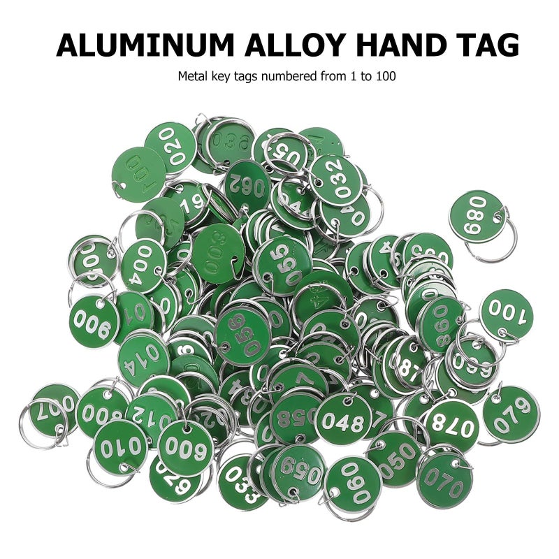 100pcs Green Aluminum Numbered Key Tags With Rings Sauna Locker Storage - Image 3