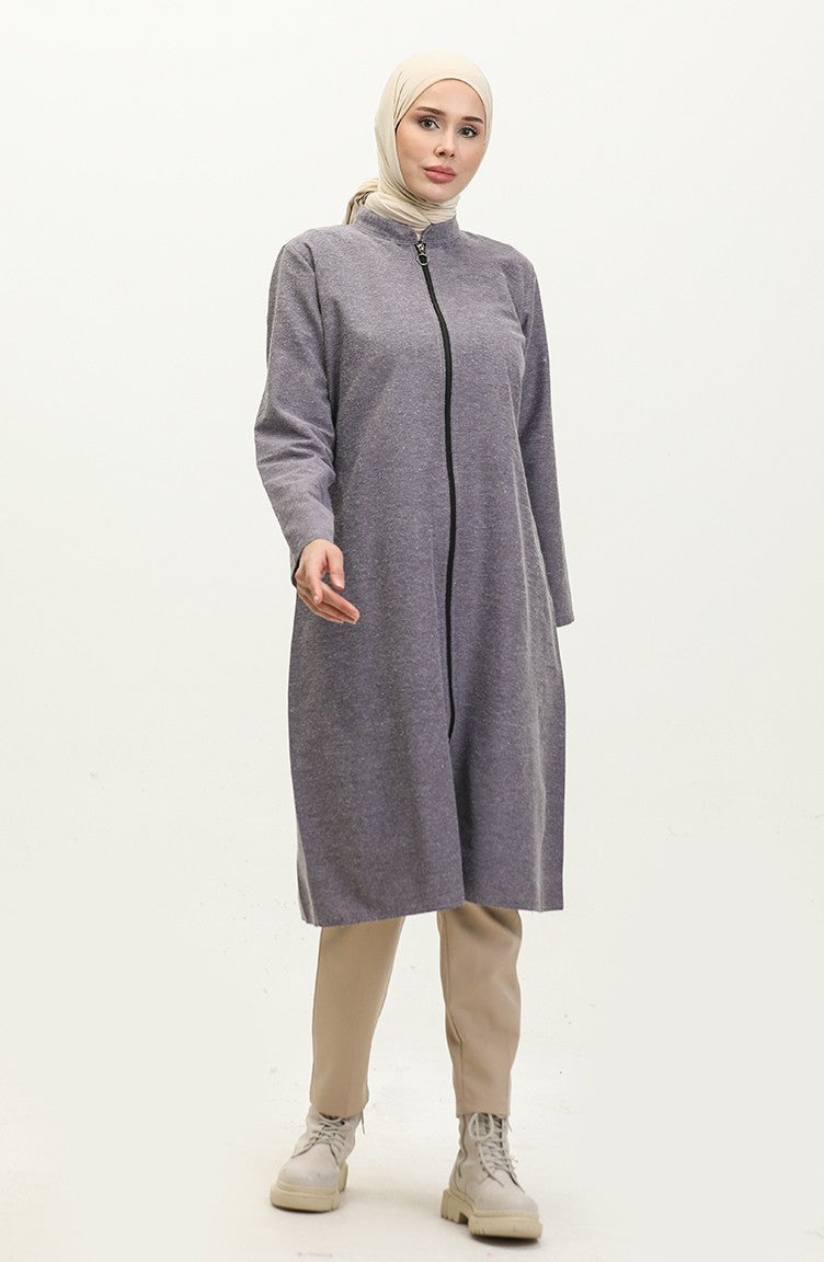 Sefa Merve Zippered Coat 6109-02 Lilac - Image 2