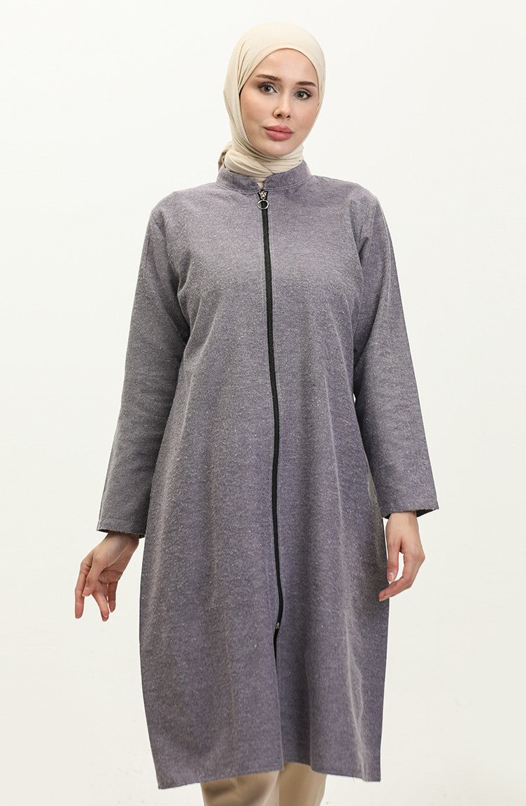 Sefa Merve Zippered Coat 6109-02 Lilac - Image 1