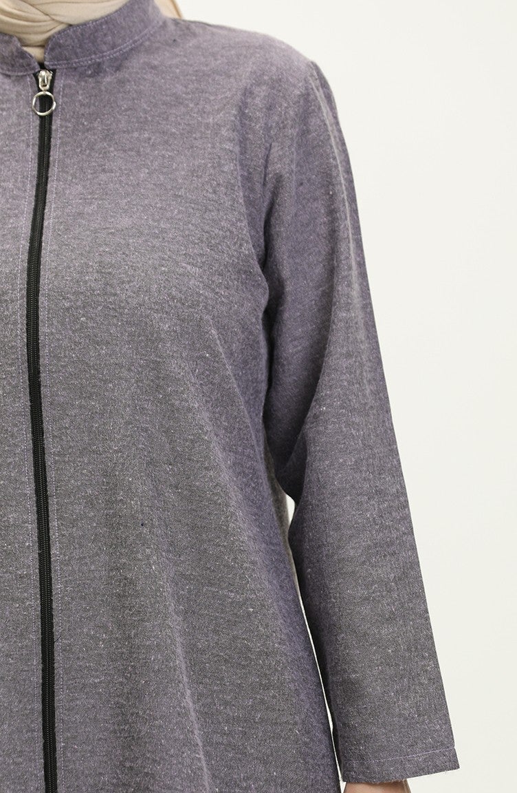 Sefa Merve Zippered Coat 6109-02 Lilac - Image 4