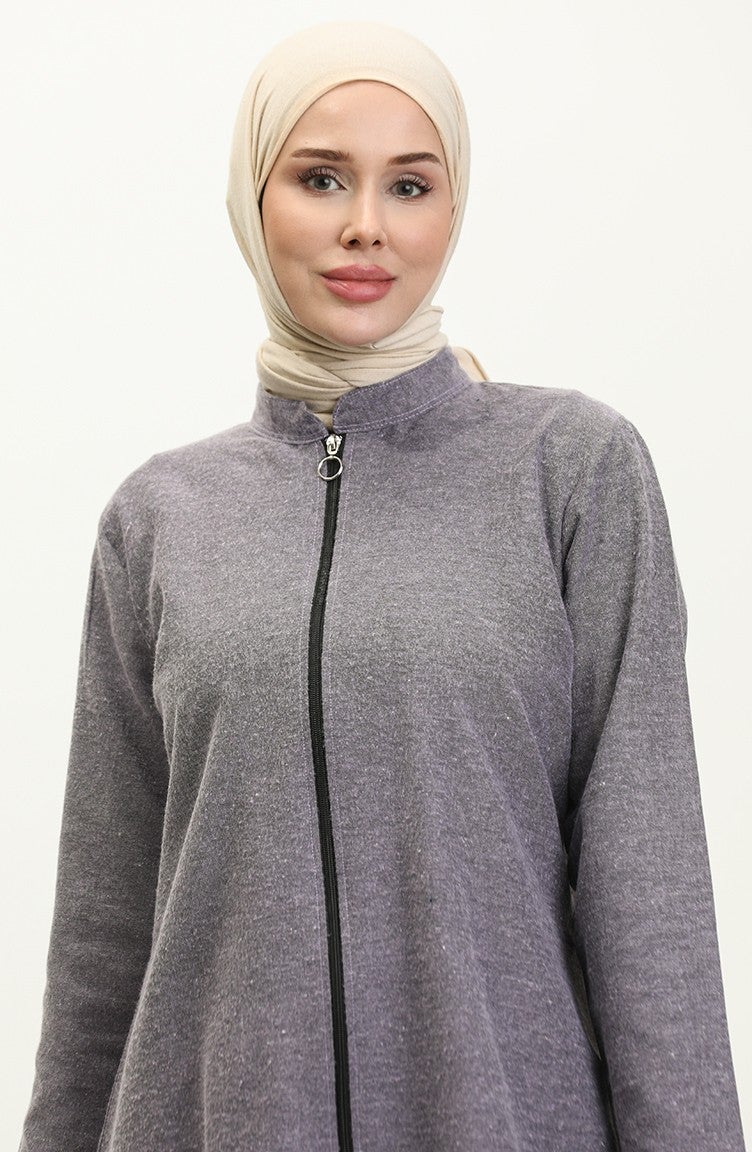 Sefa Merve Zippered Coat 6109-02 Lilac - Image 3