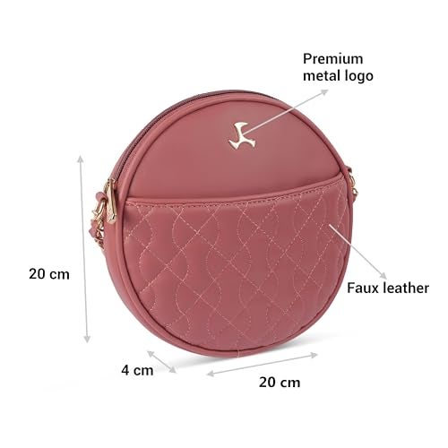 Mochi Women Peach Trendy Faux Leather Compact Sling Bag (66-324) - Image 4
