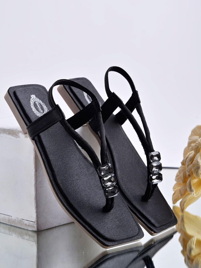 Shoetopia Women's SND-131 Flat Sandal-8 Kids UK (SND-131-Black)-EU41 - Image 5