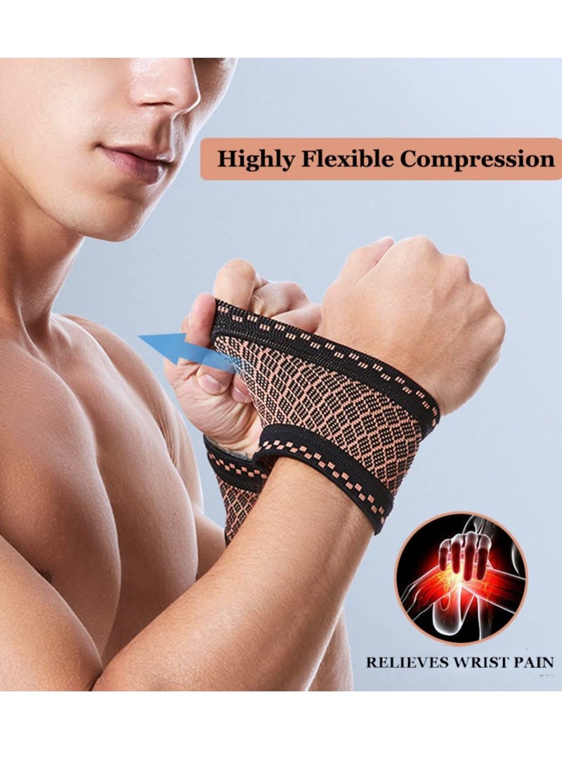 Generic - Copper Compression Wrist Sleeves for Tendonitis and Arthritis Support Comfortable Breathable Elastic Braces for Men and Women Workout Recovery - Image 1