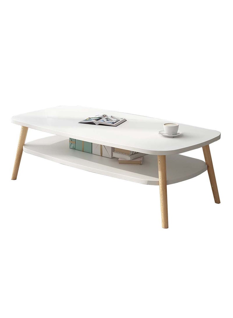 EqiEch Modern Style Double Layer MDF Coffee Table With Large Open Storage For Living Room Home Office 120x58x42cm - Image 2
