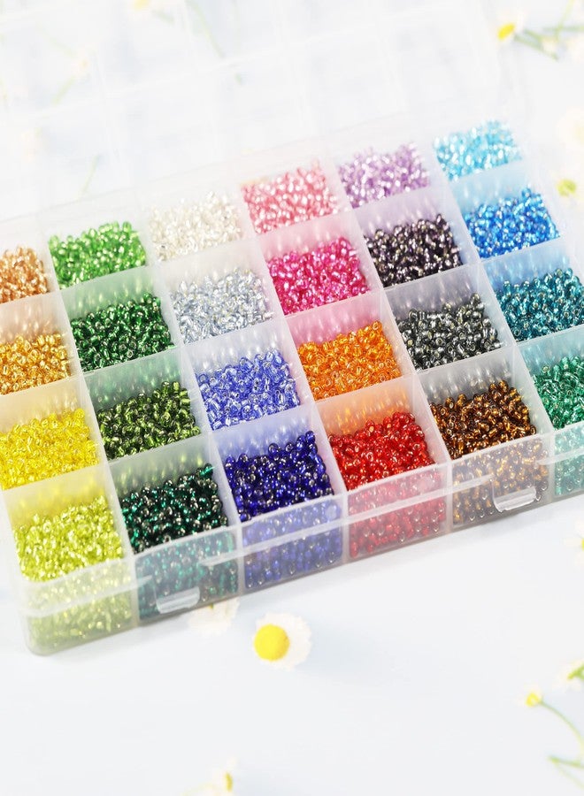 KERGAEN Size 3mm Glass Seed Beads About 6800pcs in Storage Box, 8/0 Small Craft Seed Beads for Bracelet,Earring,Jewelry Making (280Pcs Per Color, 24 Colors) - Image 2