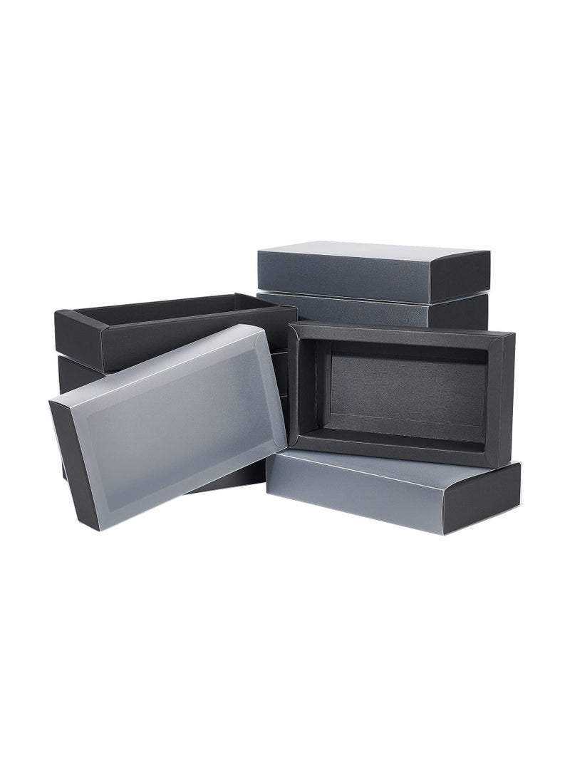 SOLARAE 12 Packs of 16x9.2x3.2cm Clear Frosted PVC Rectangular Drawer Boxes with Black Kraft Gift Box for Party Favors, Treats, Bakery Items, and Jewelry. - Image 5