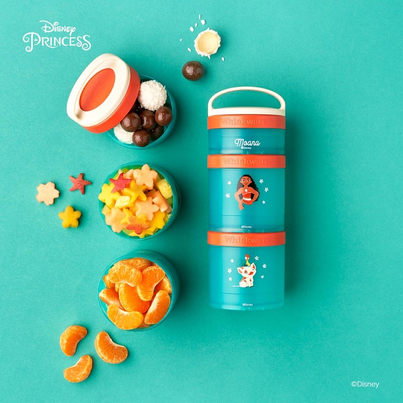 Whiskware Disney Princess Moana Stackable Snack Containers for Kids 3 Stackable Snack Cups for School or Travel Formula and Cupholder Friendly Moana and Pua - Image 2