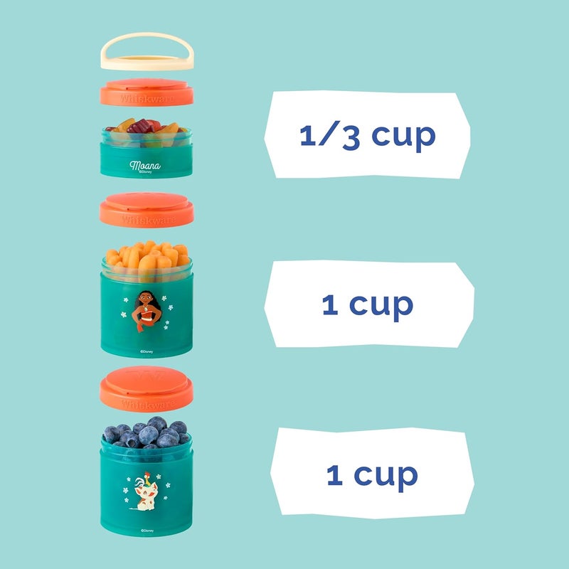 Whiskware Disney Princess Moana Stackable Snack Containers for Kids 3 Stackable Snack Cups for School or Travel Formula and Cupholder Friendly Moana and Pua - Image 5