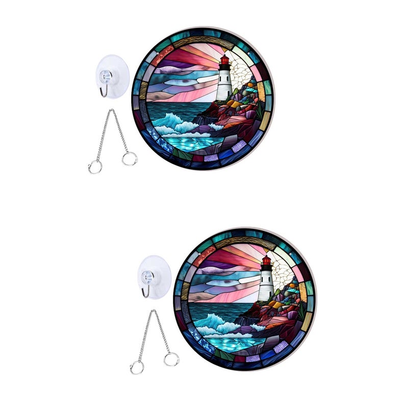 2pcs Front Door Decor Lighthouse Sign Hanging Pendant Porch Hanging Decoration - Image 1