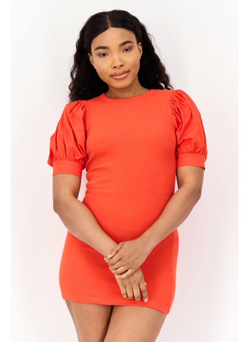 ONLY Women Ribbed Bodycon Dress, Red  - Image 1