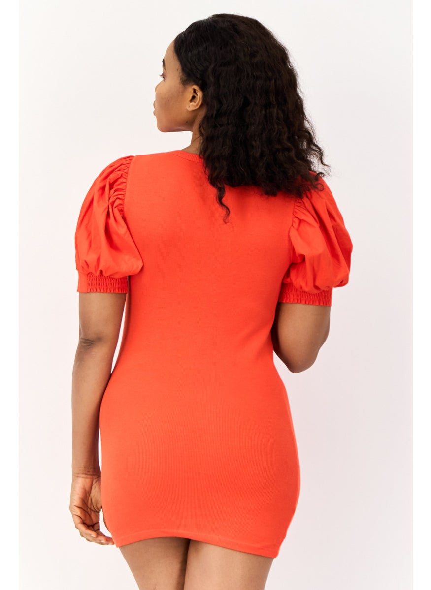 ONLY Women Ribbed Bodycon Dress, Red  - Image 3
