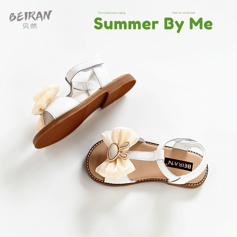 Children'S Summer Breathable Sandals New Non-Slip Beach Shoes Girls Princess Leather Soft Bottom Sweet Baby Little Girl Fashion - Image 3