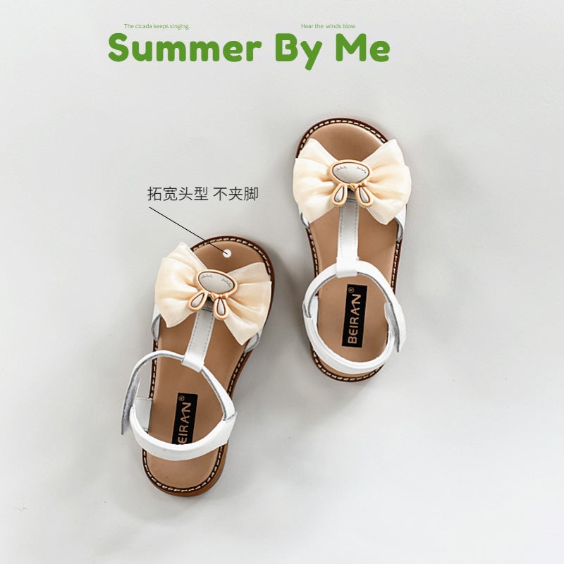 Children'S Summer Breathable Sandals New Non-Slip Beach Shoes Girls Princess Leather Soft Bottom Sweet Baby Little Girl Fashion - Image 4