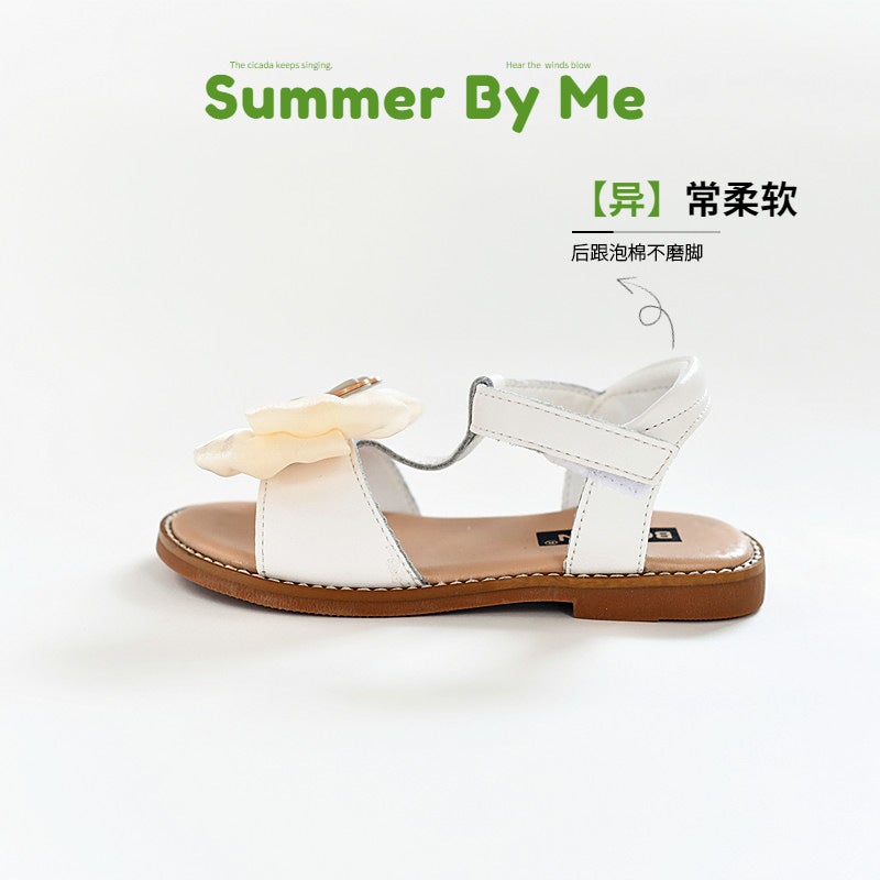 Children'S Summer Breathable Sandals New Non-Slip Beach Shoes Girls Princess Leather Soft Bottom Sweet Baby Little Girl Fashion - Image 5