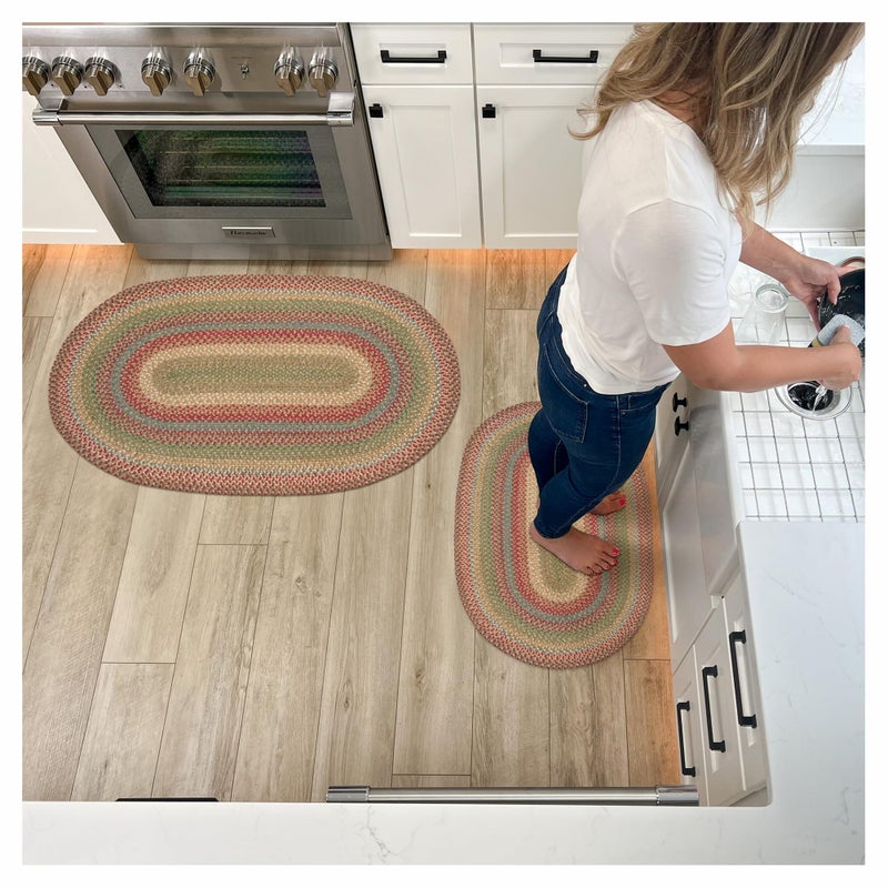 Azalea Multi Color Braided Oval Rug Jute 20x30  Perfect Country Primitive Decor for Entryway Kitchen Everywhere