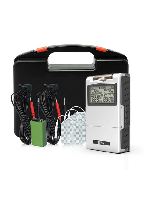 Dual Channel TENS Machine for Pain Relief and Muscle Stimulator with 4 Pain Relief Pads and Pain Management Therapy