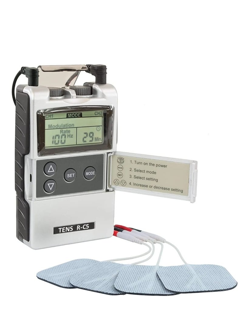 tens Dual Channel TENS Machine for Pain Relief and Muscle Stimulator with 4 Pain Relief Pads and Pain Management Therapy - Image 2