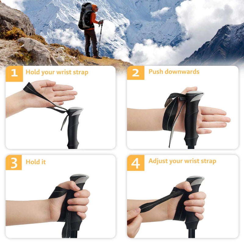 covacure Trekking Poles Collapsible Hiking - Aluminum Alloy 7075 Sticks with Quick Lock System, Telescopic, Collapsible, Ultralight for Hiking, Camping Blue Short (100-120cm) - Image 5