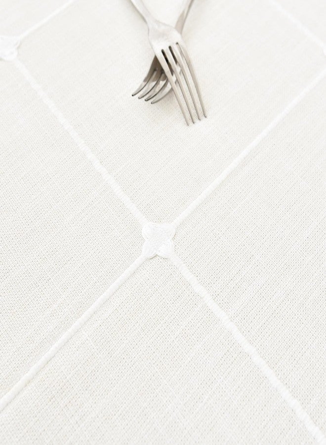 NEWISHER Farmhouse Embroidered Plaid Tablecloth Lattice Fabric Table Cloth Oval Rustic Checkered Table Cover Dining Kitchen Home Decor Party (60 x 84 inch) - Image 4