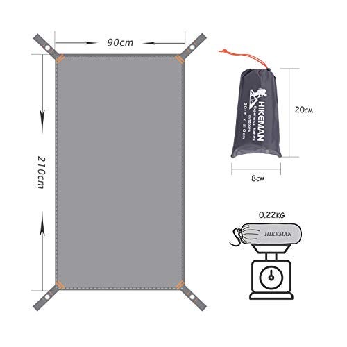 Hikeman Tent Footprint - Waterproof Camping Tarp, Heavy Duty Tent Floor Saver, Ultralight Ground Sheet Mat for Hiking, Backpacking, Hammock, Beach - Storage Bag Included(S-83”x35”) - Image 3