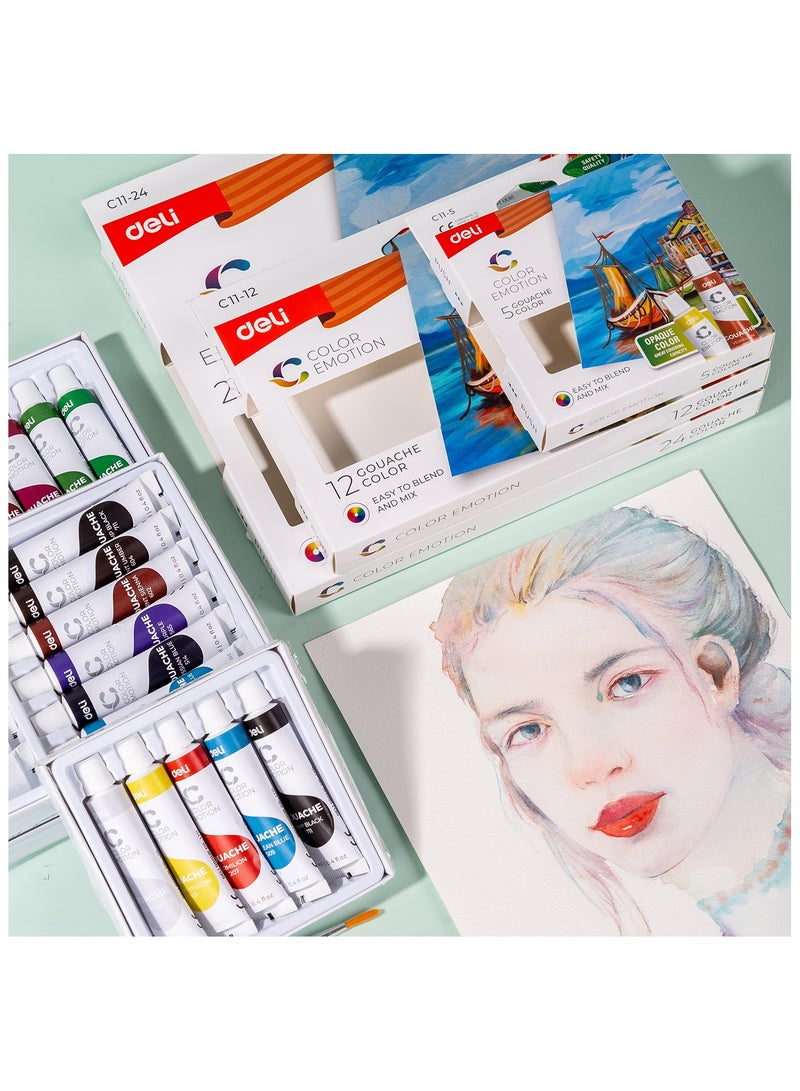 Deli EC11-12 Gouache Paint Set 12ml/Tube, 12 Colors 鈥?ideal for art, school, and hobby use - Image 5